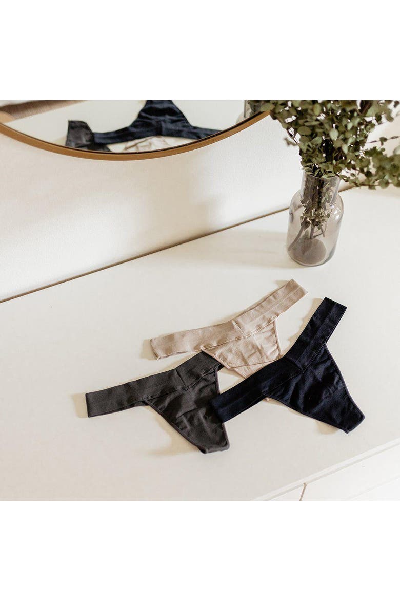 Comfy Undies  Midi Thong, Alternate, color, Black, Asphalt, Mushroom