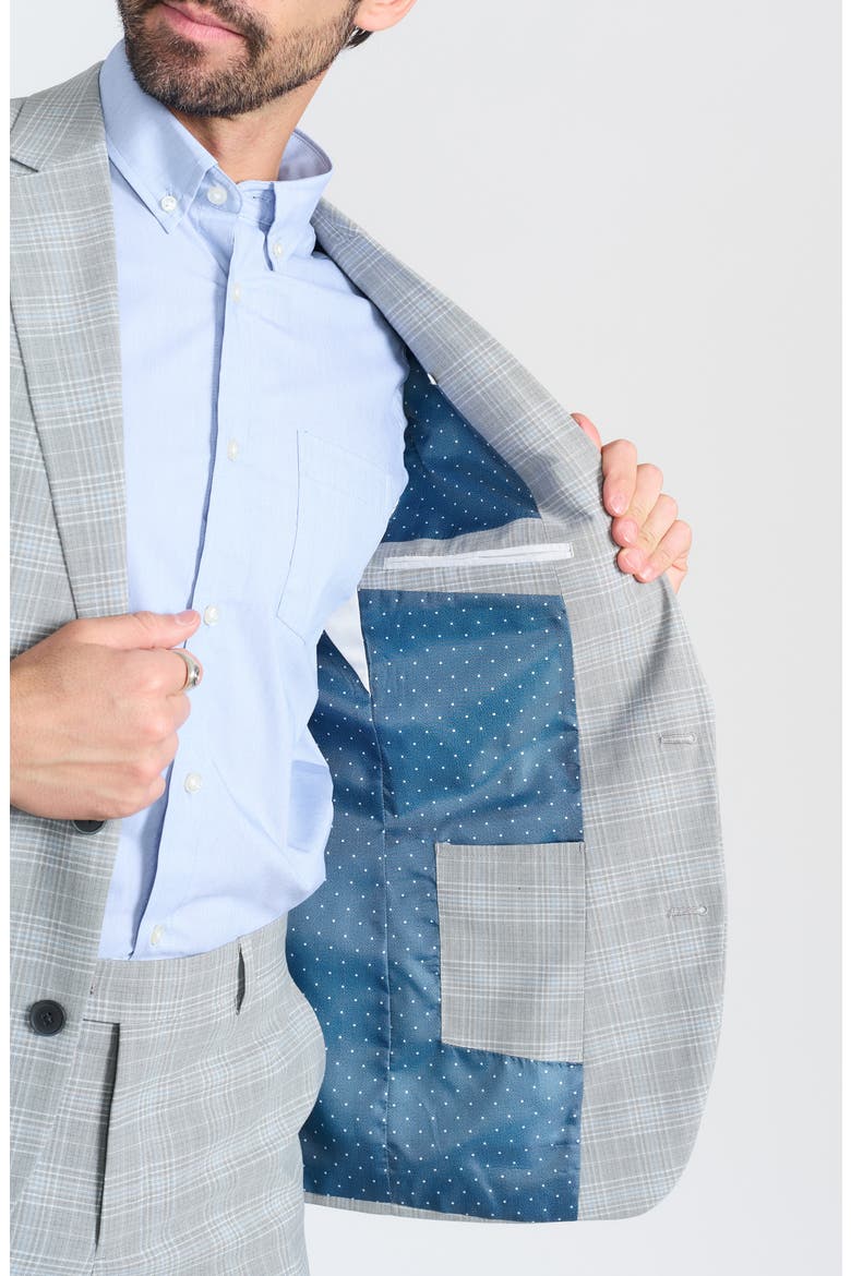 Hoxton Grey Plaid Stretch Suit, Alternate, color, GREY
