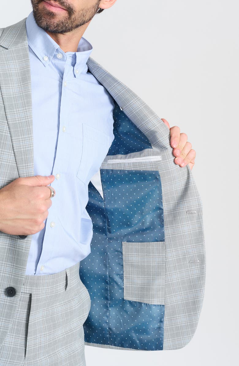 SAVILE ROW CO Hoxton Grey Plaid Stretch Suit, Alternate, color, Grey