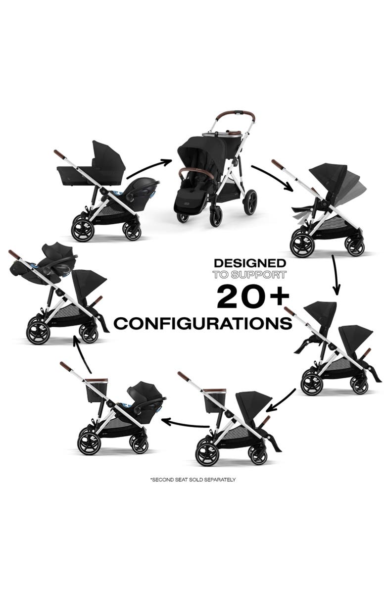 CYBEX Gazelle S 2 Stroller, Aton G Lux Infant Car Seat & Gazelle S 2 Cot Travel System, Alternate, color, Moon Black