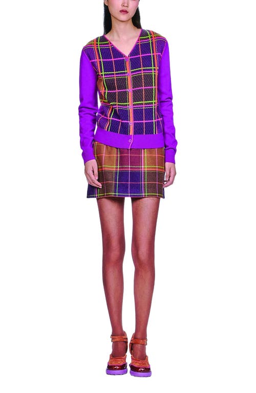 Anna Sui Plaid Sweaters Cardigan In Purple