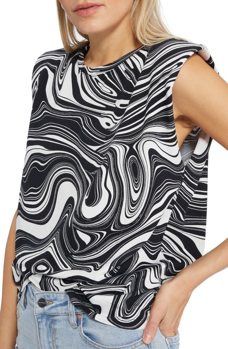 Sanctuary Marbleized Organic Cotton Shoulder Pad Top, Alternate, color, 