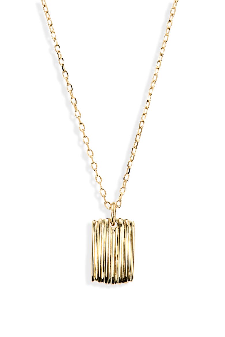 14K Gold Ribbed Bar Pendant Necklace (Nordstrom Exclusive), Main, color, 14K YELLOW GOLD