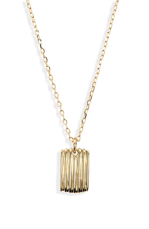 14K Gold Ribbed Bar Pendant Necklace (Nordstrom Exclusive)