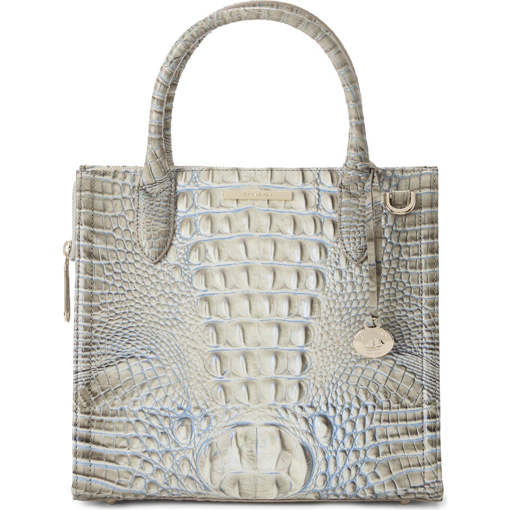 Brahmin Caroline Croc Embossed Leather Satchel In Gray