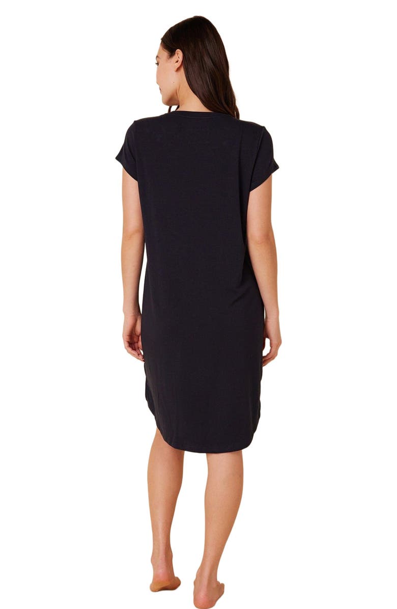 The Cat's Pajamas Pima Knit Short Sleeved Sleep Shirt, Alternate, color, Classic Midnight