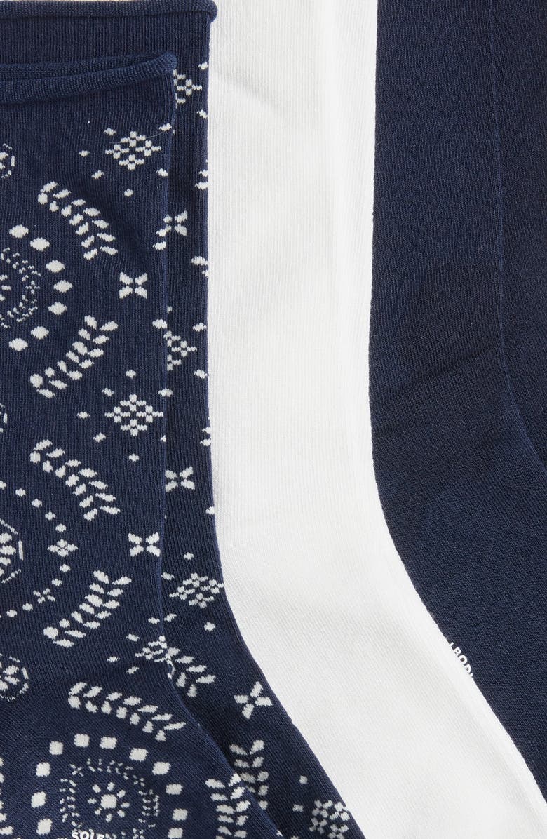 K Bell Socks Radial Roll Cuff Assorted 3-Pack Crew Socks, Alternate, color, 