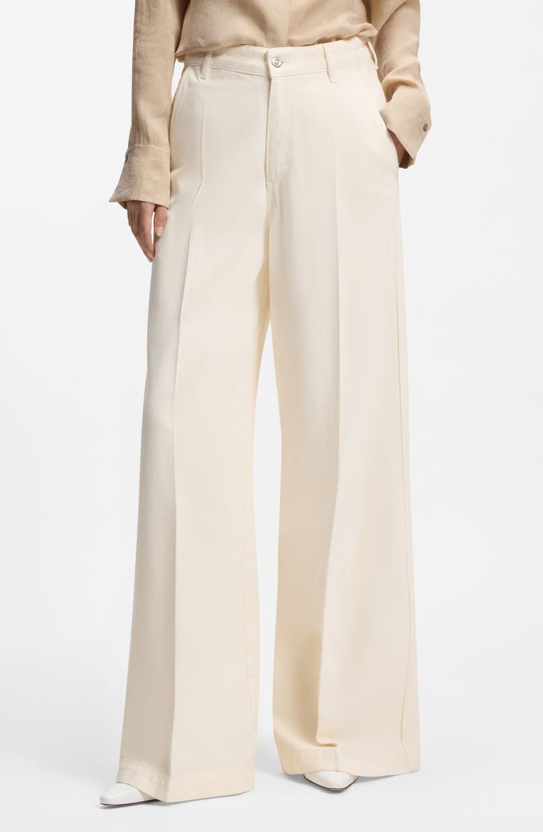 BOSS Essential High Waist Wide Leg Jeans, Main, color, Soft Cream