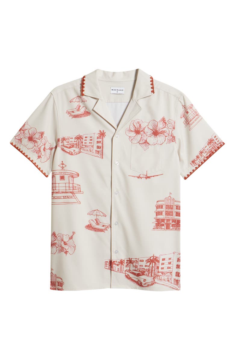 MAVRANS Ocean Drive Print Camp Shirt, Alternate, color, 