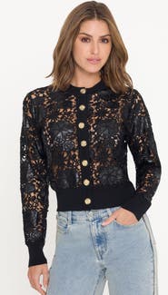 Generation Love Erin Vegan Leather Lace Cardigan