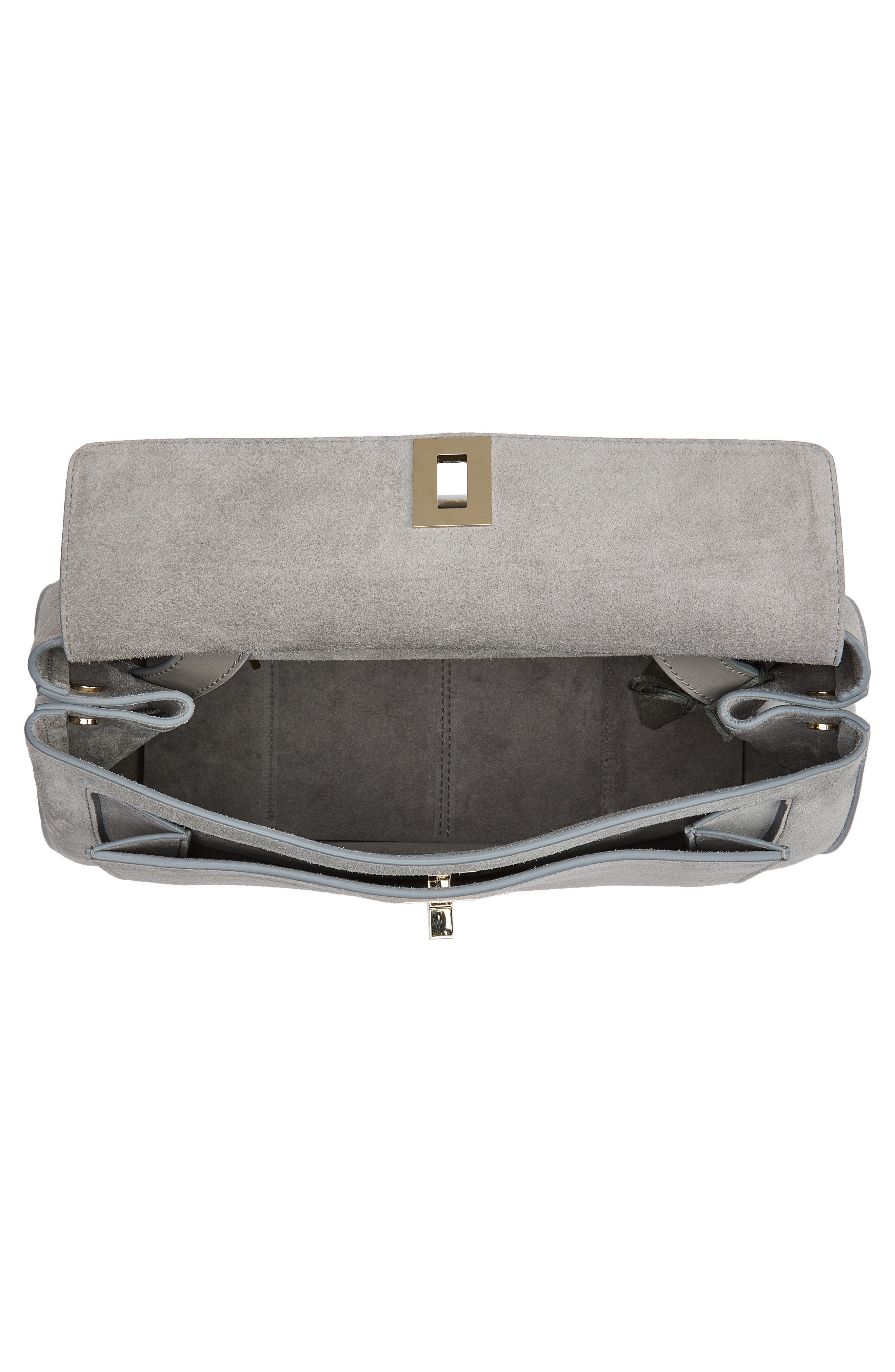 Medium Suede Besace Shoulder Bag, Alternate, color, CLOUDBURST
