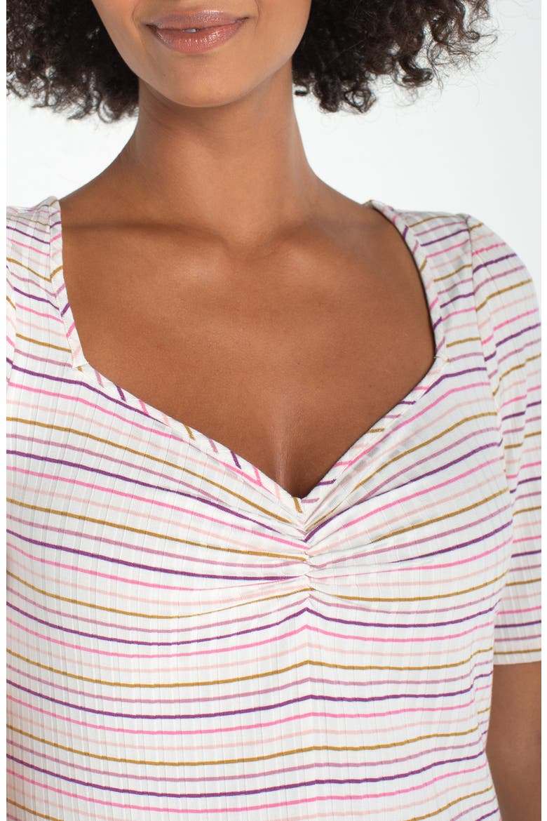 Stripe Gathered Top, Alternate, color, CREAM/ PINK STRIPES