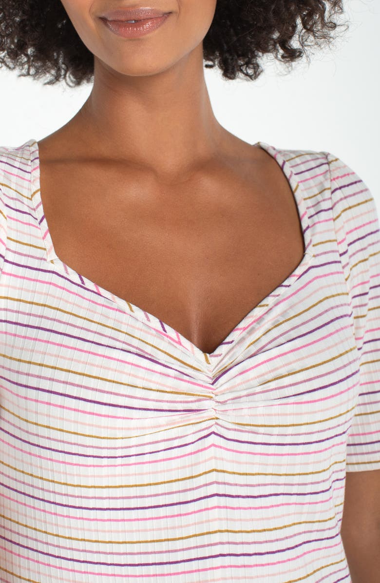 Liverpool Los Angeles Stripe Gathered Top, Alternate, color, Cream/ Pink Stripes