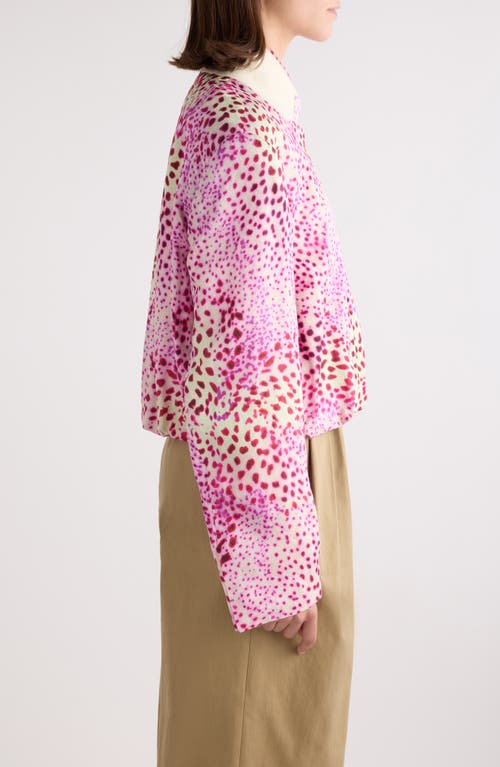 Dries Van Noten Vasti Printed Stand Collar Jacket In Fuchsia
