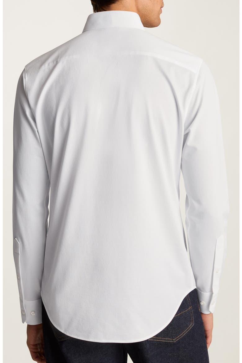 Tech Solid White Performance Cotton Blend Piqué Button-Up Shirt, Alternate, color, BIRDS EYE TEXTURE V2 C4