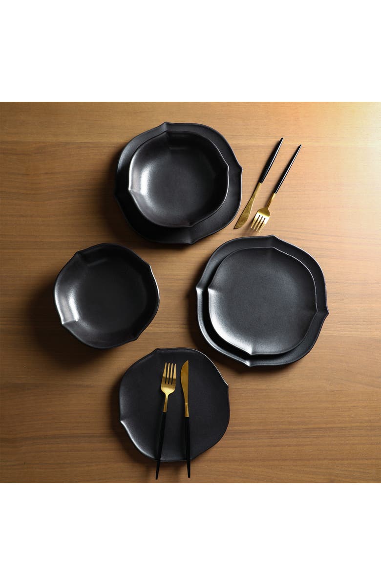 Stone Lain Baskerville Stoneware 12-Piece Dinnerware Set, Alternate, color, Black