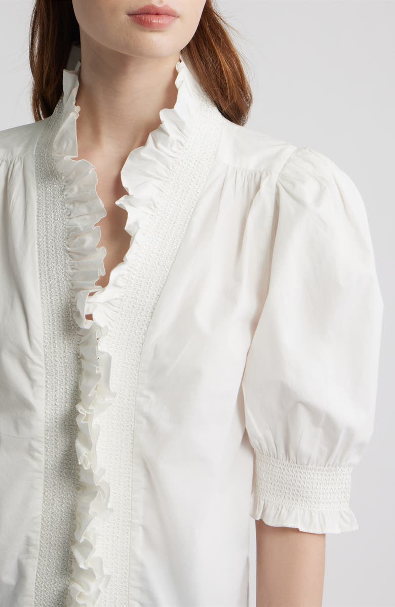 LOVE THE LABEL Zuri Ruffle Puff Sleeve Shirt, Alternate, color, Bright White