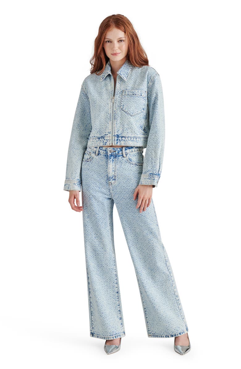 Steve Madden Avaline Embellished Textured Wide Leg Jeans, Alternate, color, 