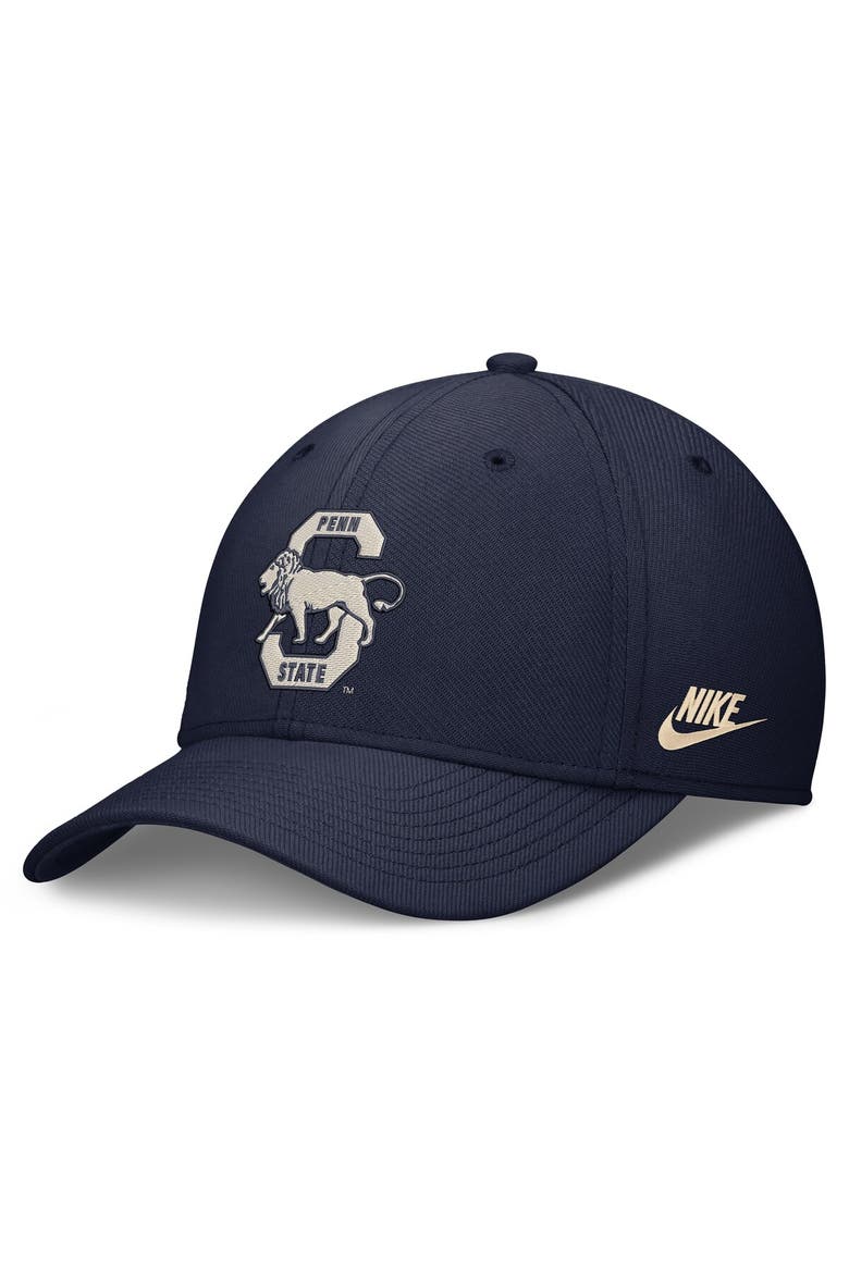 Men's Nike  Navy Penn State Nittany Lions Dri-FIT Vintage Rise Swooshflex Flex Hat, Main, color, Navy
