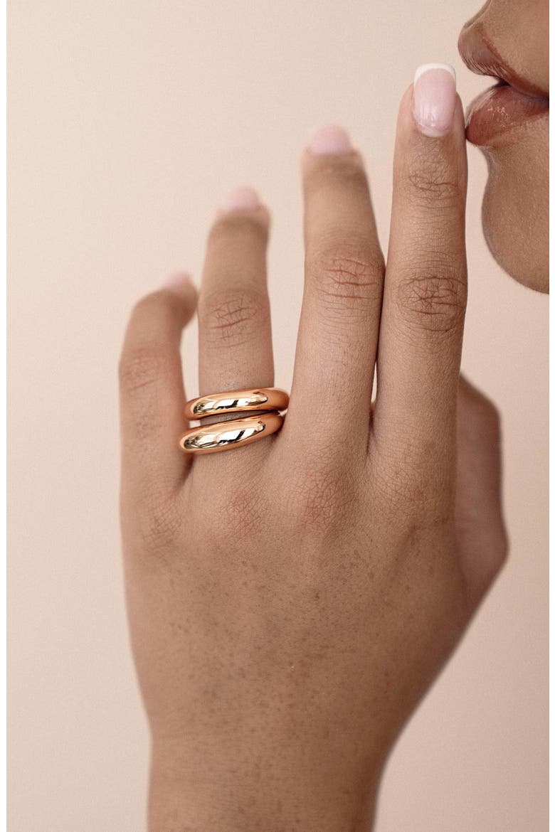 Modern Dome Set of 2 Rings, Alternate, color, GOLD