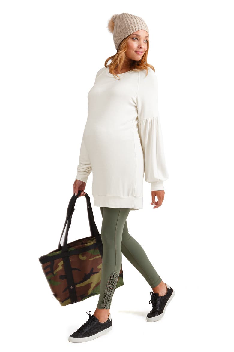 Ingrid & Isabel® Active Maternity Leggings with Macramé Detail, Alternate, color, OLIVE