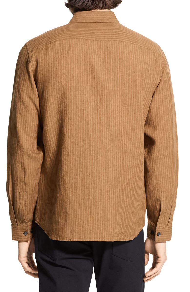 Theory Irving Slub Linen Button-Up Shirt, Alternate, color, Deep Tobacco