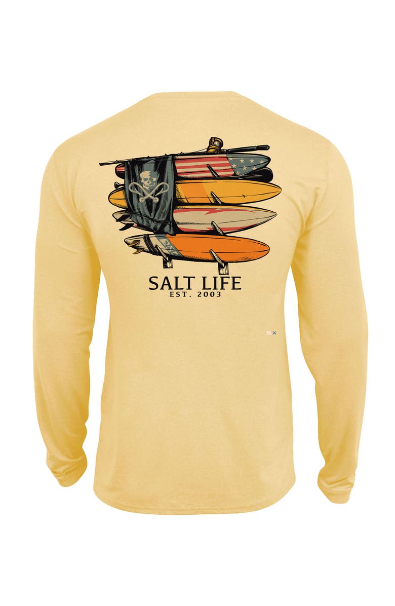 Salt Life American Quiver Long Sleeve Performance Shirt, Alternate, color, Golden Haze Heather