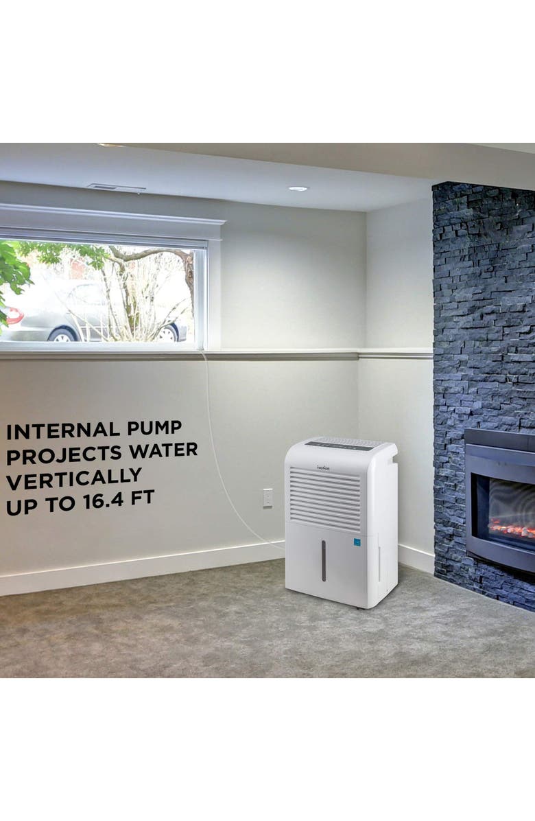 Ivation 4,500 Sq Ft Dehumidifier with Pump, Large Capacity Compressor Includes Programmable Humidity, Hose Connector, Auto Shutoff and Restart and Washable Filter, Alternate, color, White