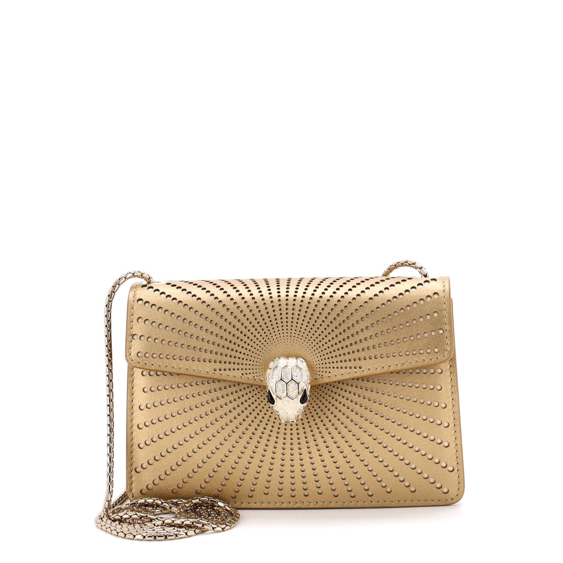 Serpenti Forever Shoulder Bag Perforated Leather Small, Main, color, Gold