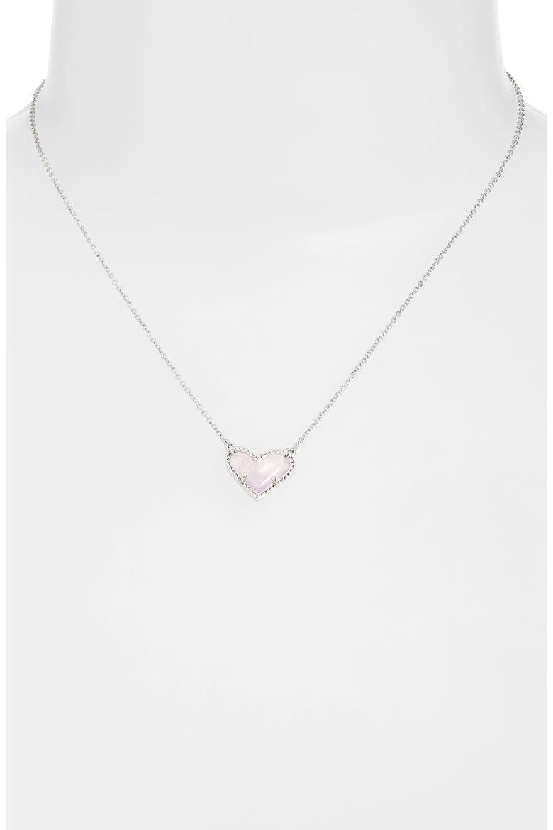 Ari Heart Pendant Necklace & Stud Earrings Set, Alternate, color, RHODIUM PURPLE AMETHYST