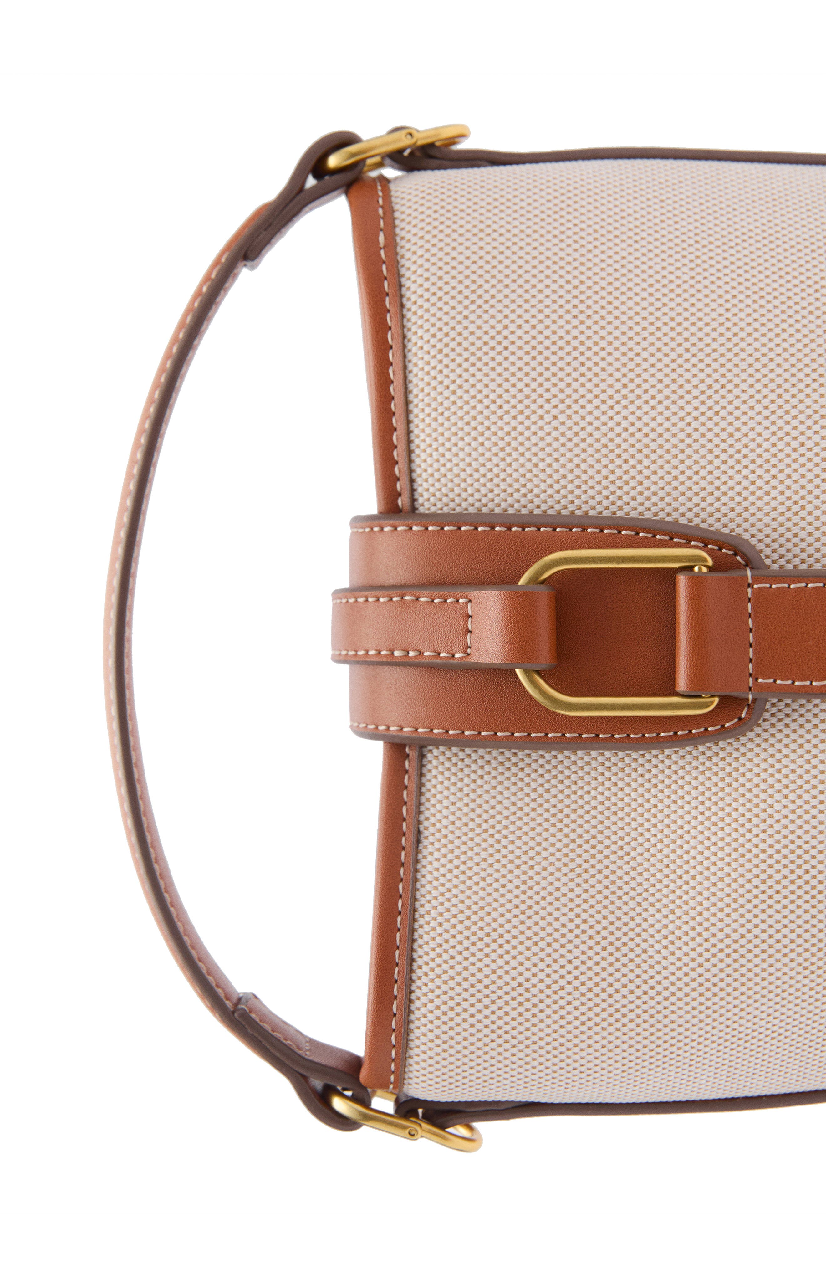 MANGO Canvas & Faux Leather Bucket Bag, Alternate, color, 