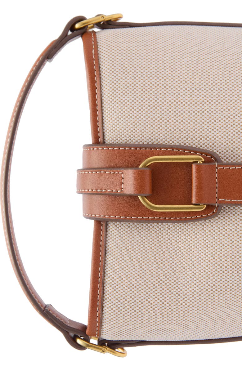 MANGO Canvas & Faux Leather Bucket Bag, Alternate, color, Leather