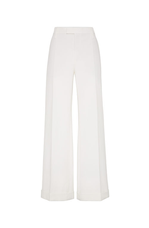 Brunello Cucinelli Stretch Cotton Flared Sartorial Trousers In Panama