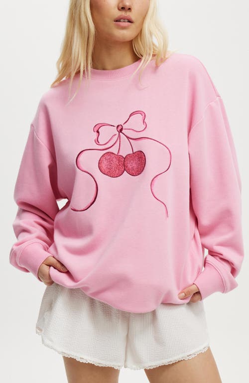 Cotton On Body Novelty Sleep Fleece In Washed Pink Cherry Bow