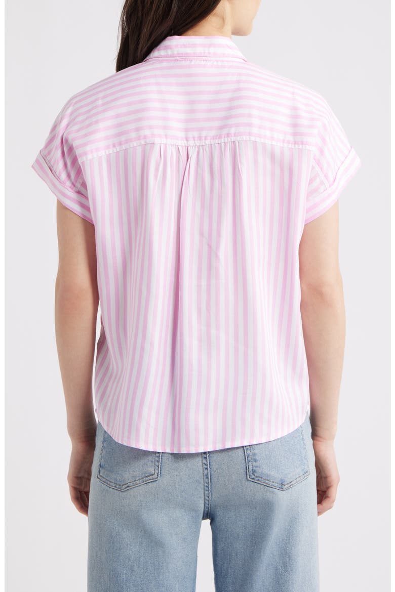 Kaiana Stripe Short Sleeve Button-Up Shirt, Alternate, color, OCEAN PINK