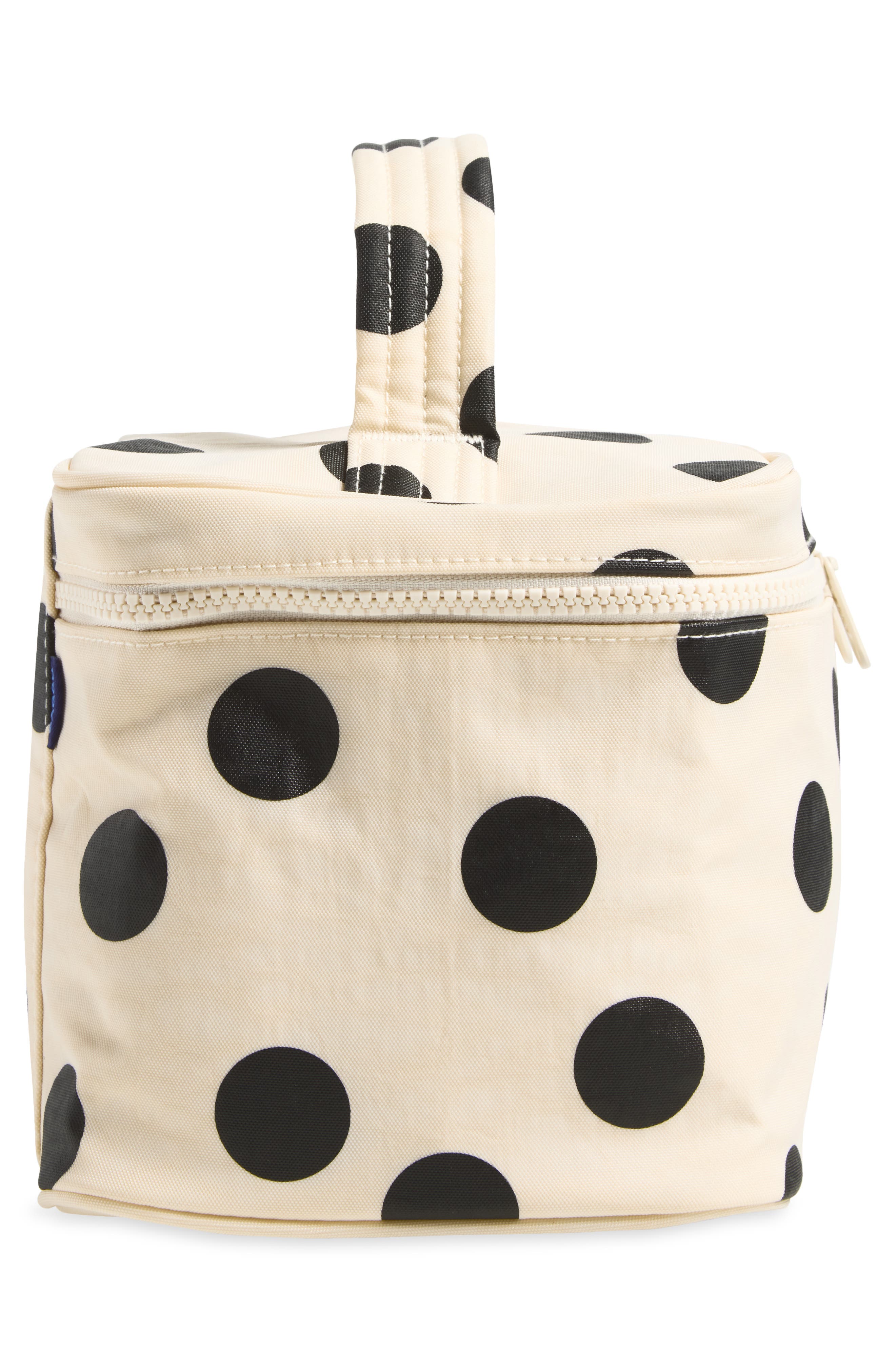 Large Cosmetic Case, Alternate, color, CREAM AND BLACK POLKA DOT