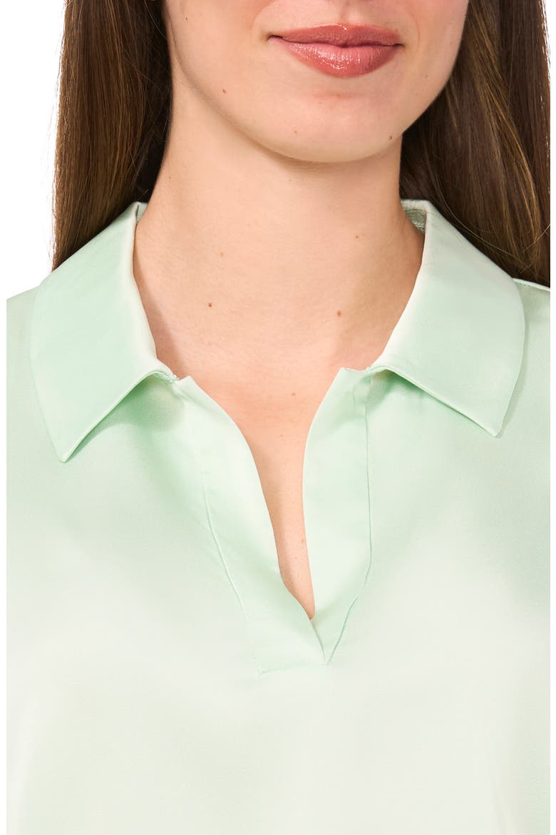 Satin Johnny Collar Popover Top, Alternate, color, MINT CREME