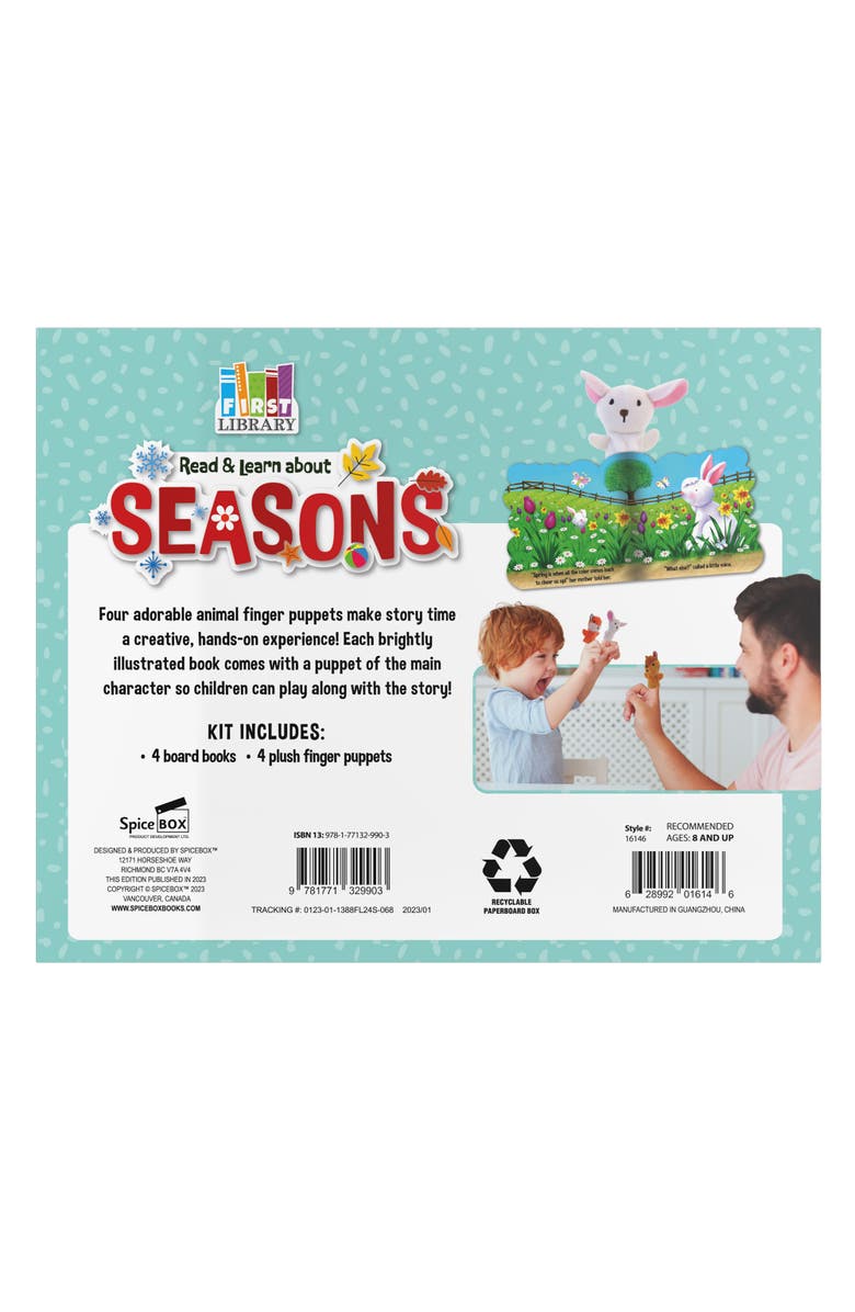 First Library Four Seasons 4 Diecut Board Books With Finger Puppets, Alternate, color, Multicolored