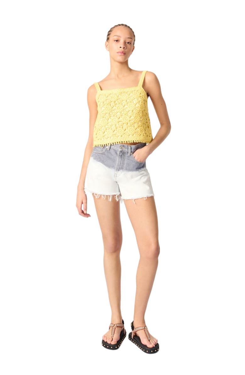 maje Crochet-knit Crop Top, Main, color, Yellow Banana