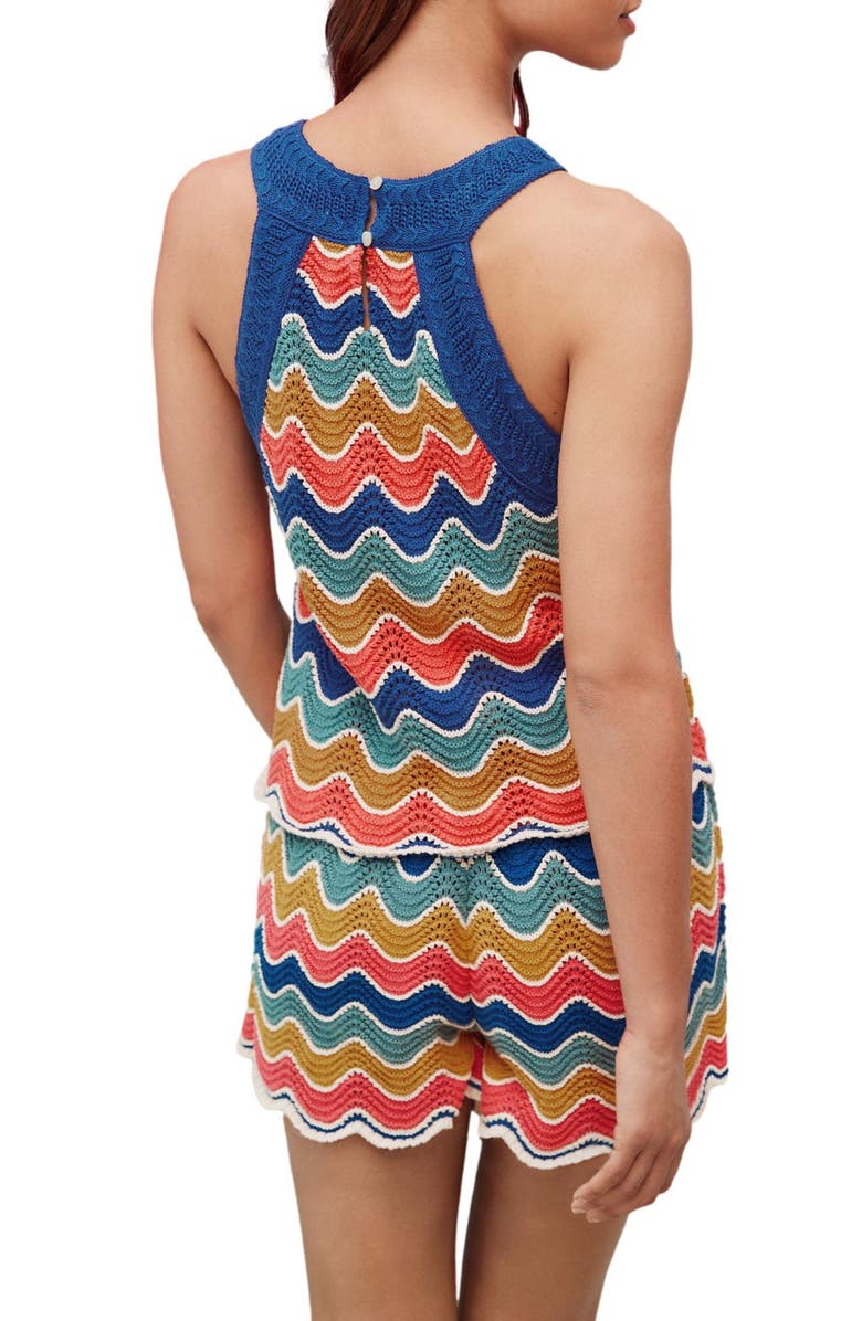 NEXT Stripe Open Stitch Sleeveless Cotton Sweater, Alternate, color, Blue