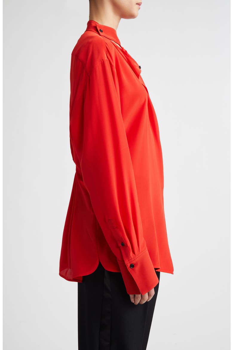 Drape Detail Silk Shirt, Alternate, color, CARDINAL RED
