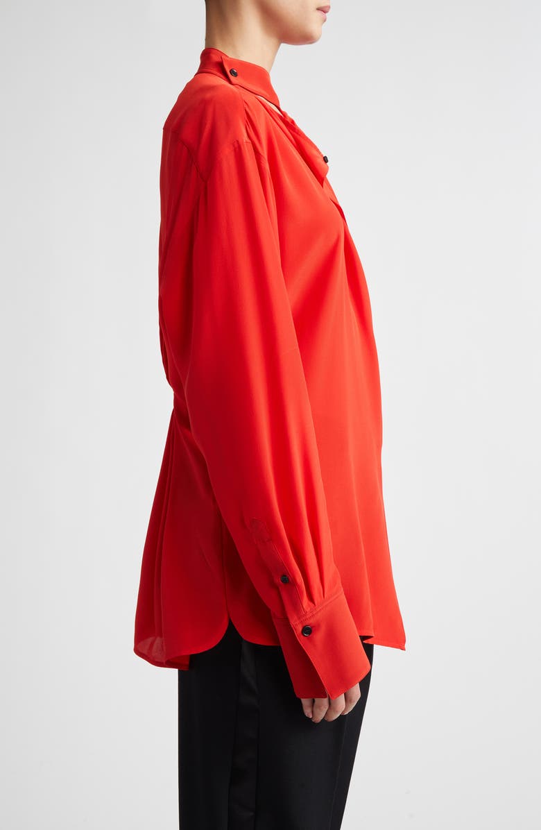 Victoria Beckham Drape Detail Silk Shirt, Alternate, color, Cardinal Red