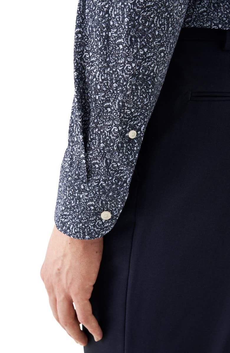 Eton Slim Fit Paisley 4Flex Fit Stretch Jersey Dress Shirt, Alternate, color, Dark Blue