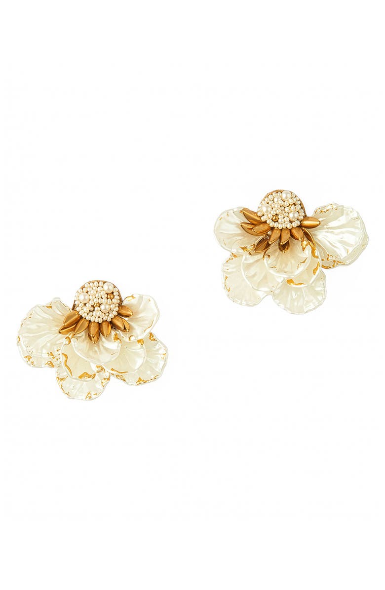 Deepa Gurnani Wally Flower Faux Pearl Drop Earrings, Main, color, Gold