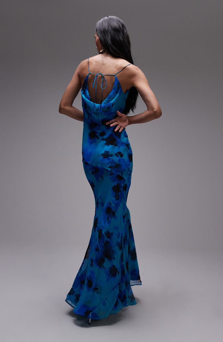 Topshop Floral Print Satin Dress, Alternate, color,