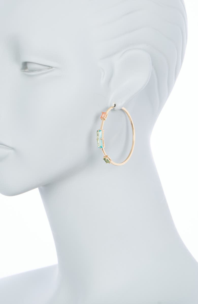 Lauren RALPH LAUREN Rectangular Crystal Hoop Earrings, Alternate, color, 