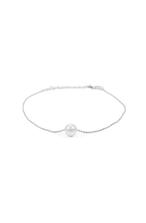 Sterling Silver 18k Gold Plated Abby Single Pearl Bracelet Minimalist