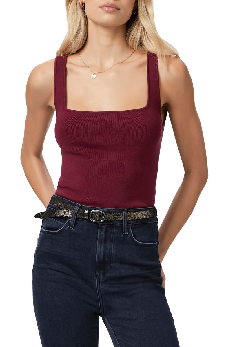 PAIGE Kaiya Square Neck Sweater Tank, Main, color, Sangria