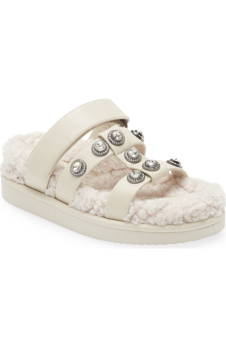 Kurt Geiger London Orson Faux Fur Crystal Slide Sandal, Main, color,