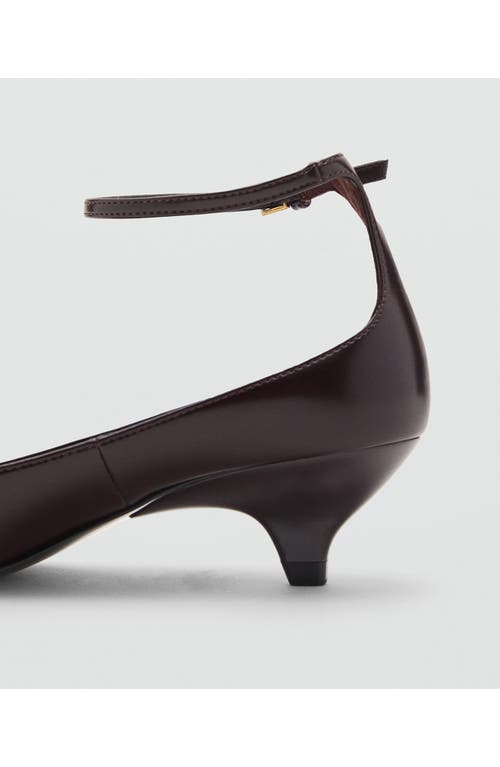 Mango Ankle Strap Kitten Heel Pump In Brown